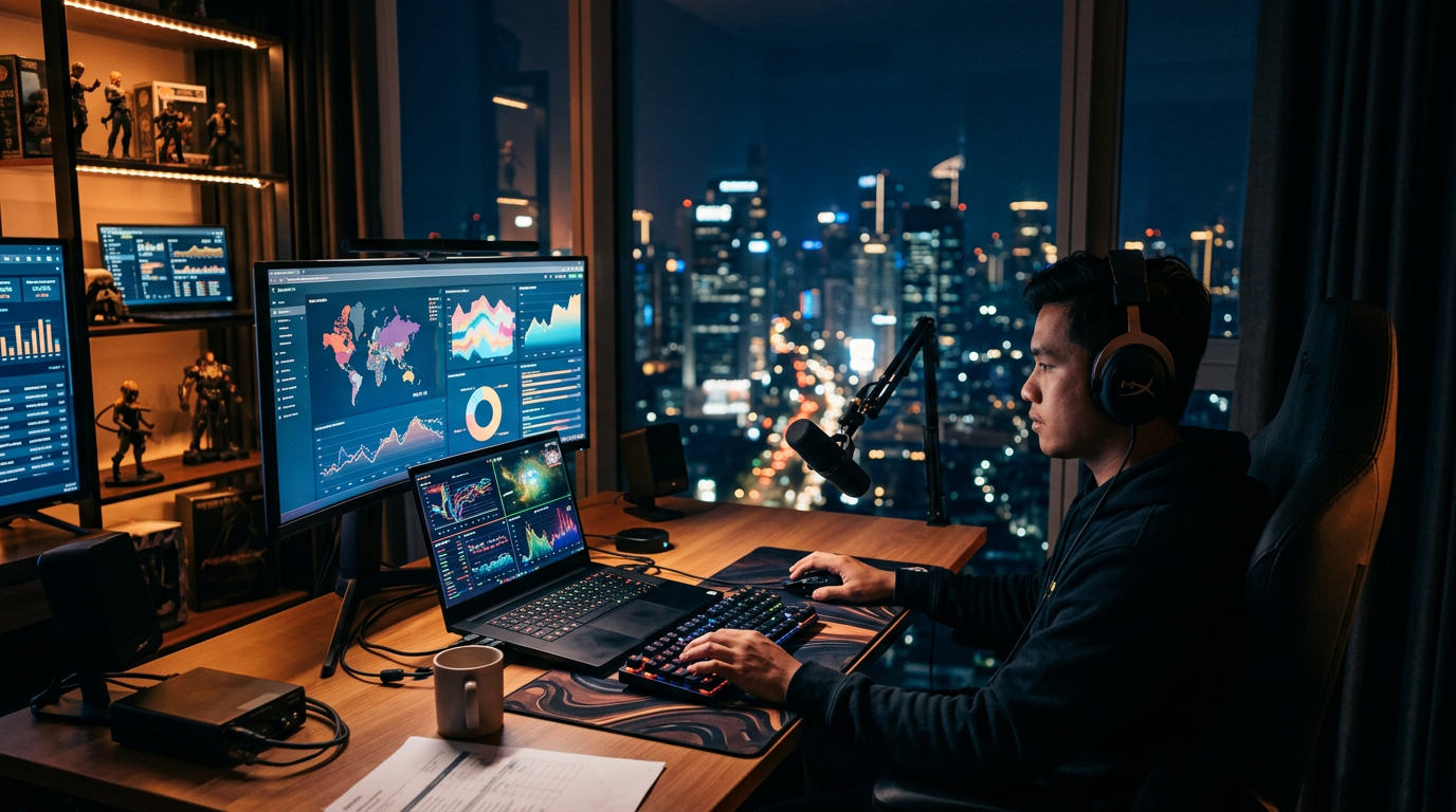 Meja kerja untuk membaca informasi digital